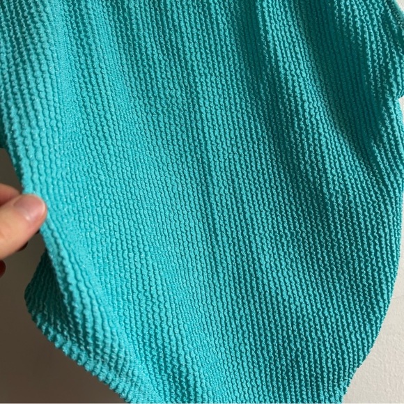 Aerie Sz L Blue Cheekiest Shimmery One Piece Swimsuit - Picture 4 of 8